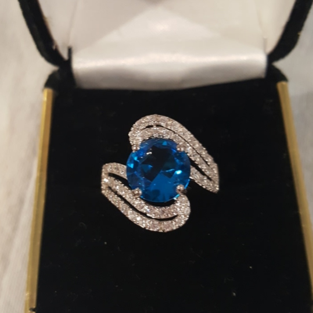 Sterling silver and Blue ring sz 8